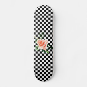 Skate Impressão de rosa e preto-e-branco com verificaç