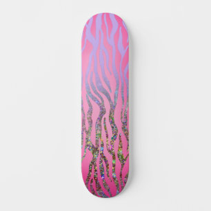 Skate Impressão de Tigre Rosa Meio Glitter