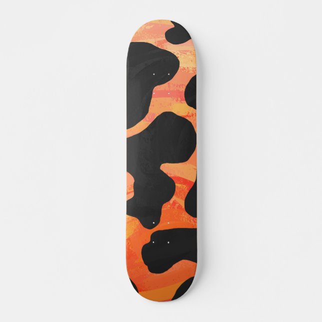 Skate Impressão de Vaca Preta e Laranja (Frente)
