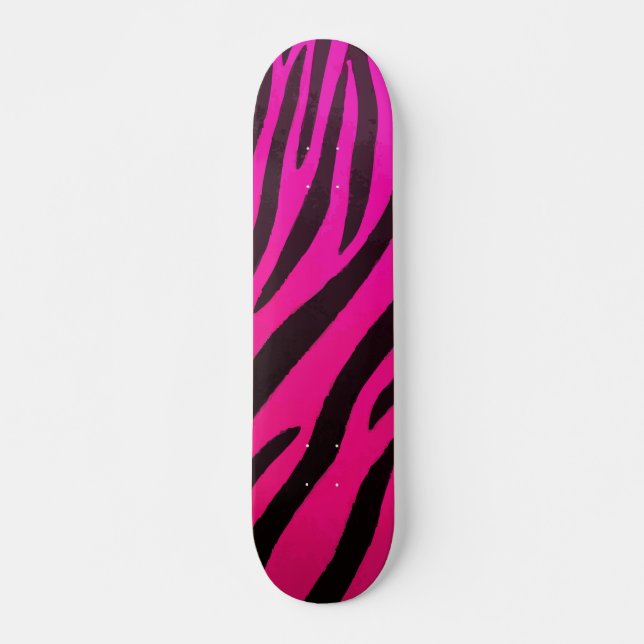 Skate Impressão de Zebra Preta em Design Ousado Rosa Que (Frente)