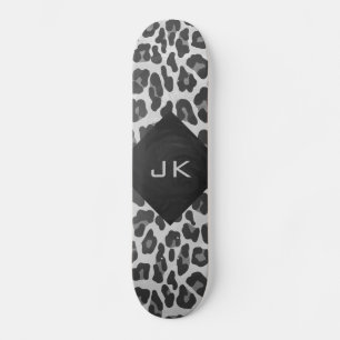Skate Impressão do Leopardo Branco e Preto