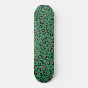 Skate Impressão Dourada de Leopardo Preto- brilhante El