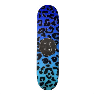 Skate Impressão Elétrica Azul-Leopardo; Olhar de quadro