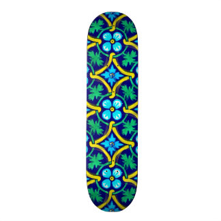 Skate Impressão Floral Amarelo-Teal Design Mexicano