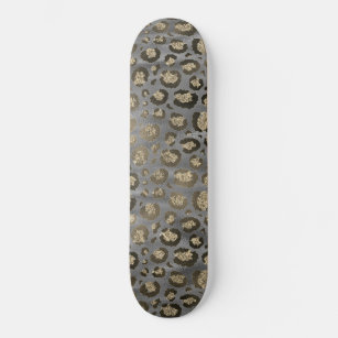 Skate Impressão Leopardo brilhante em Cinzas brilhantes