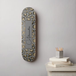 Skate Impressão Leopardo Glittery em Cinzas brilhantes p