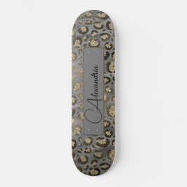 Skate Impressão Leopardo Glittery em Cinzas brilhantes p