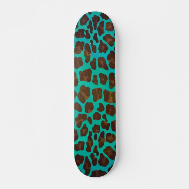 Skate Impressão Leopardo Marrom e Azul-Anil (Frente)