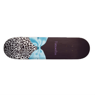 Skate Impressão na moda do leopardo e fita azul com nome