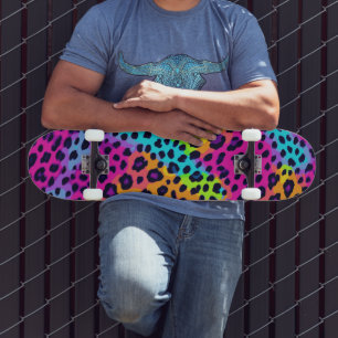 Skate Impressão Neon Leopard