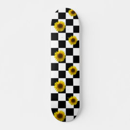 Skate Impressão preto e branco Checkered & do girassol