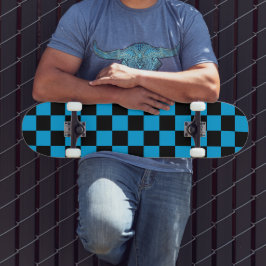 Skate Impressão Xadrez Azul e Preto