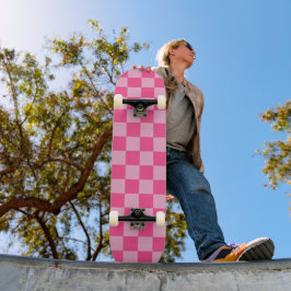 Skate Impressão Xadrez Rosa