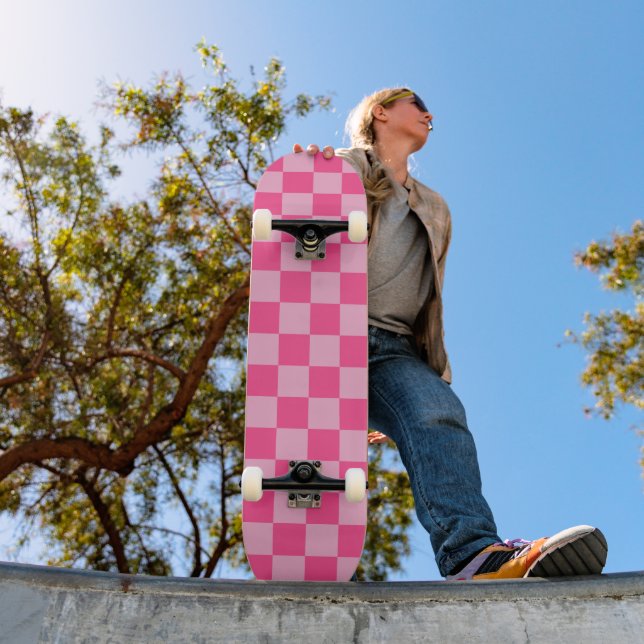 Skate Impressão Xadrez Rosa (Ao ar livre 1)