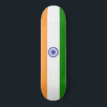 Skate Indian Flag (India) (South Asian Country) (Bharat)<br><div class="desc">This design features the national flag of India (officially known as the Republic of India), which is a country in South Asia. India is the most populous democracy in the world. India shares land borders with Pakistan to the west; China, Nepal and Bhutan to the north; and Bangladesh and Myanmar...</div>