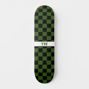 Skate Iniciais de Nome Personalizado Preto e Verde Escur