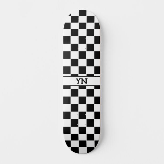 Skate Iniciais Personalizados em Preto e Branco com Veri (Frente)