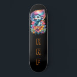 Skate *~* Iniciais Troll Neon Hair Rainbow AP89<br><div class="desc">(Pesquise o código AP89 para itens de Troll e AP88 para itens de tema medieval ) Transferência fácil para outros produtos Zazzle. Skateboard de fundo BLACK. O brilhante e feliz Neon Rainbow colorido apenas pop as imagens e LETRAS do TROLL. Personalize / Personalize suas INICIAIS / MONOGRAM e reproduza com...</div>