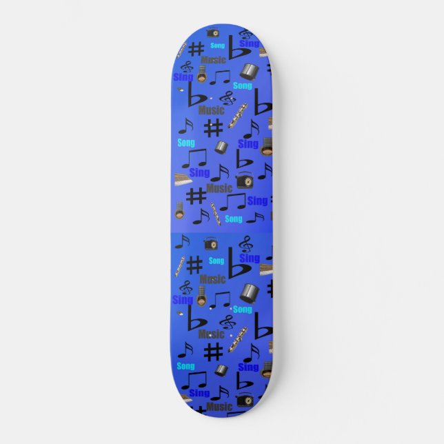 Skate Instrumentos Musicais Azuis , (Frente)