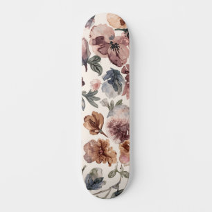 Skate Jardim Botânico Malva Flor Silvestre Aquarela Mal-