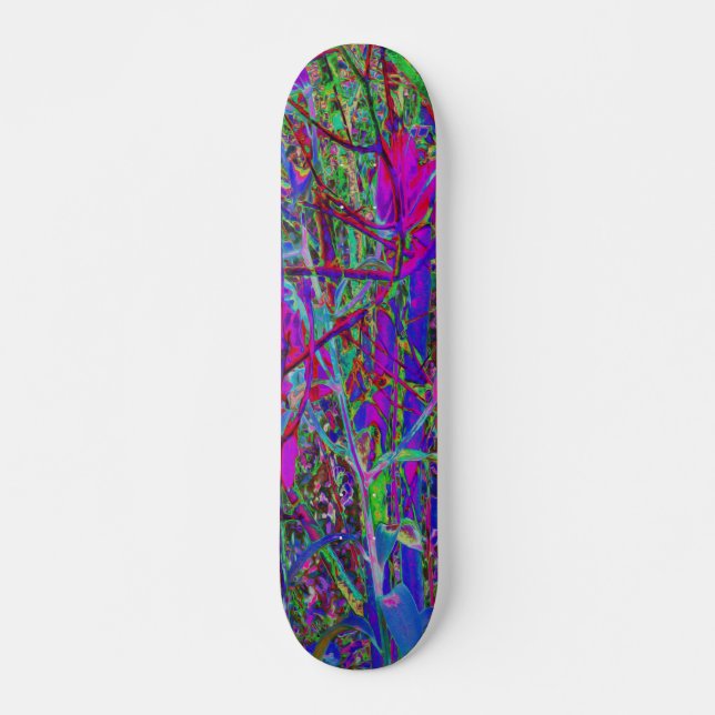 Skate Jardim de Lírios Cores de Arco-Íris Abstrato Psico (Frente)