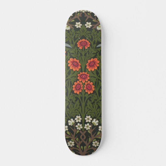 Skate Jardim Flor Clássica de William Morris Blackthorn (Frente)