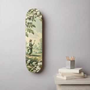 Skate Jardim vintage com floral verde salvia