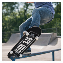 Skate João 3:16 Simples Moderno Preto e Branco Cristão
