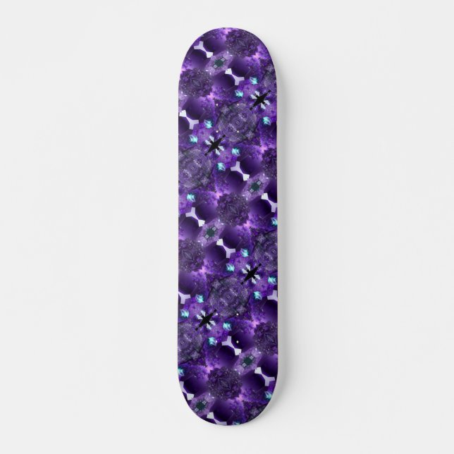 Skate Kaleidoscópio Abstrato Roxo Psicodélico Fractal (Frente)