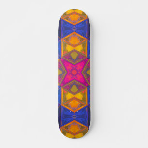 Skate Kaleidoscópio Quadrado Amarelo Azul e Rosa