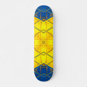 Skate Kaleidoscópio Quadrado Amarelo e Azul