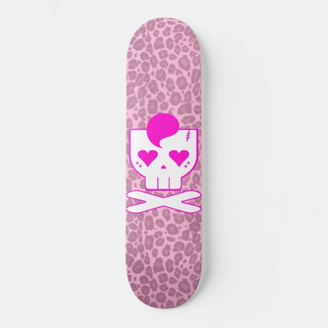 SKATE KAWAII DEATHROCK SKULL PINK LEOPARD DECRETO (Frente)