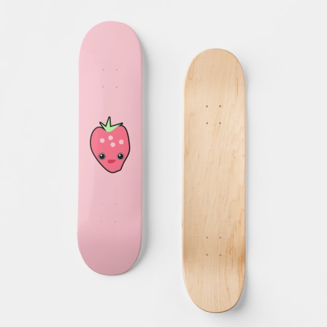 Skate Kawaii Strawberry rosa (Frente)