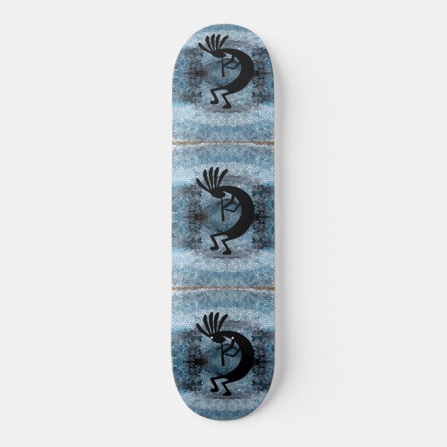 Skate Kokopelli Southwest Desert Mosaico Azul (Frente)