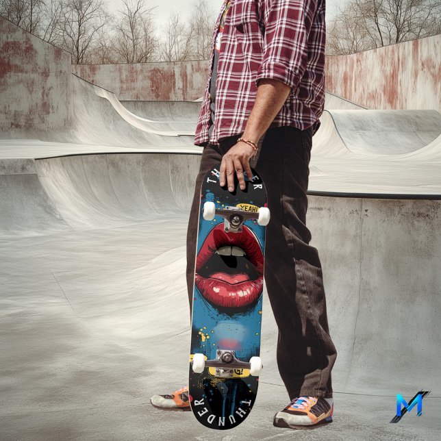 Skate Lábios Pop Art com Expressões de Quadrinhos - Ousa (Criador carregado)