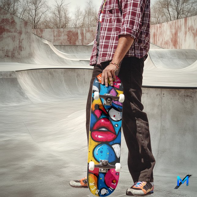 Skate Lábios Pop de Arte Negrito Design - Estilo Urbano  (Criador carregado)