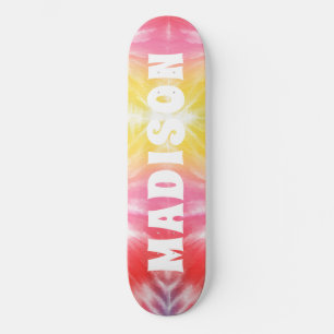 Skate Laço Tie Dye Rosa Amarelo Nome Personalizado