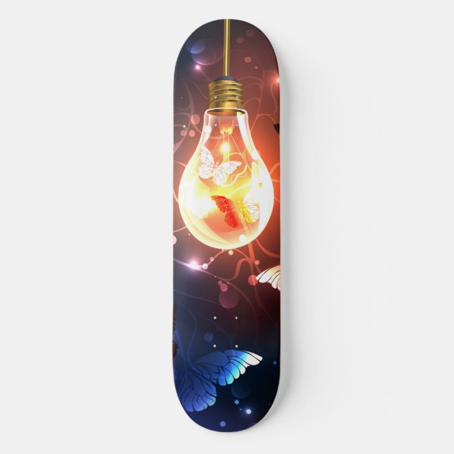Skate Lâmpada Brilhante com Borboletas Noturnas (Frente)