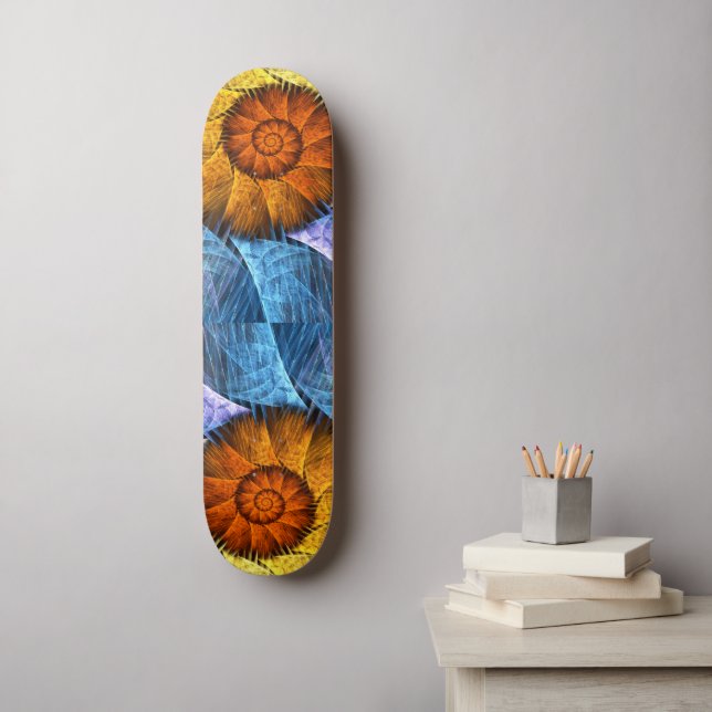 Skate Laranja Amarelo Amarelo Abstrato (Arte de parede)