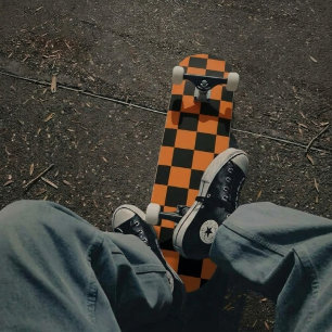 Skate Laranja e Preto Xadrez