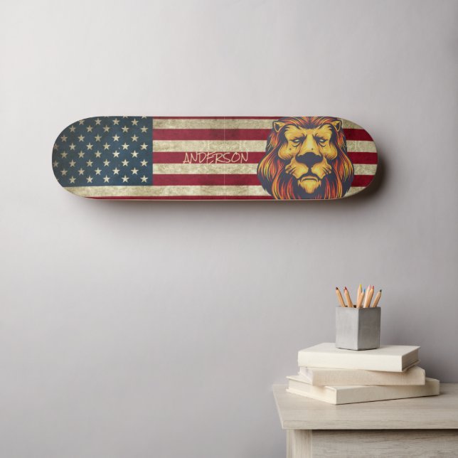 Skate Leão Ouro Americano Personalizado (Arte de parede (Horz))