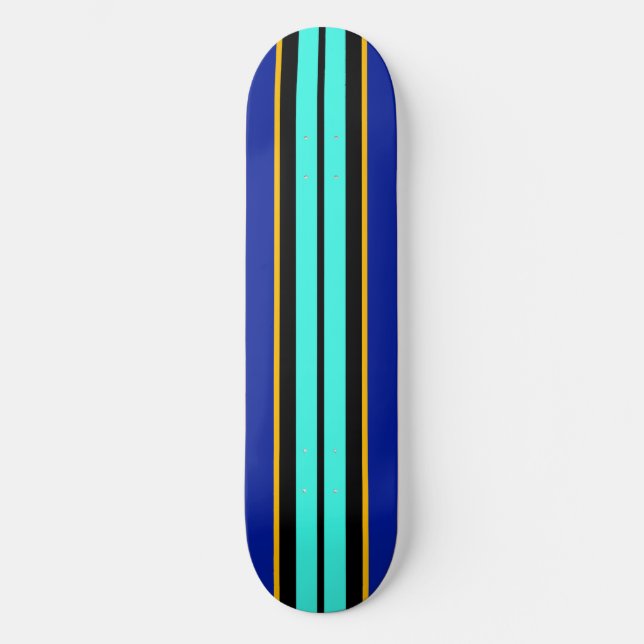 Skate Legal Black Bright Aqua Royal Blue Racing Stripes (Frente)