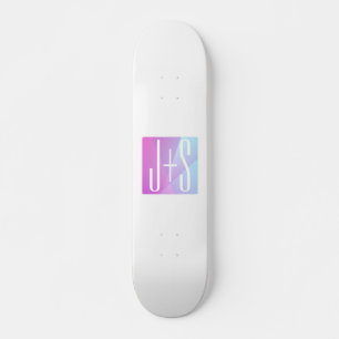 Skate Legal Geométrico Rosa & Roxo Iniciais de Casais