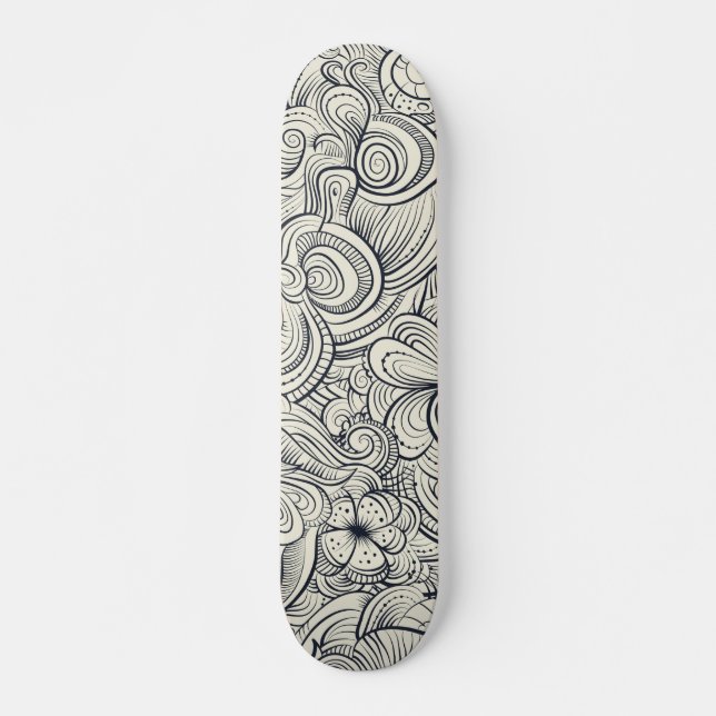 Skate Legal Padrão Floral Branco E Preto (Frente)