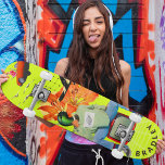 Skate Legal Surreal Funny Único Nome Personalizado<br><div class="desc">Legal Surreal Funny Personalizado Nome Personalizado Único O skate apresenta seu nome personalizado em tipografia moderna em uma divertida colagem de carros, aviões, patos, flores, pássaros e uma pessoa. Personalize editando o texto na caixa de texto fornecida. Dê um presente personalizado, skate personalizado ao seu skate favorito para o Natal,...</div>