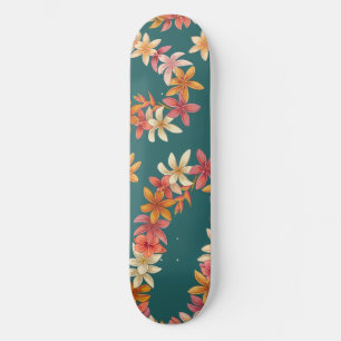Skate Lei Floral Pintada sobre azul-petróleo