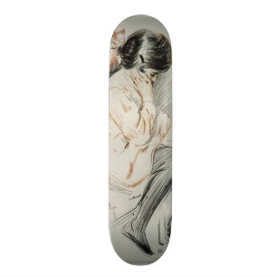 Skate Leitura de Paulette que senta-se em seu cão de