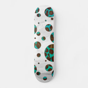 Skate Leopard Brown e Teal PrintPolka Pontos