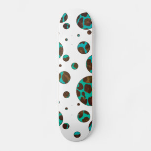 Skate Leopard Brown e Teal PrintPolka Pontos