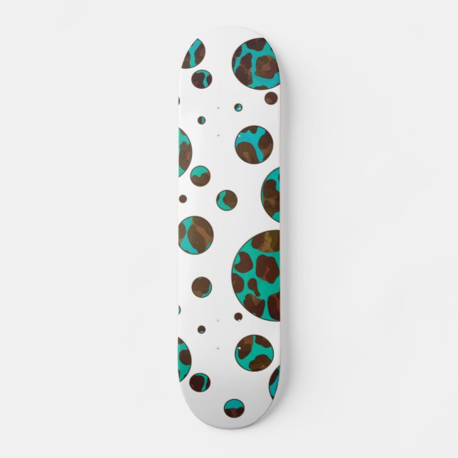 Skate Leopard Brown e Teal PrintPolka Pontos (Frente)